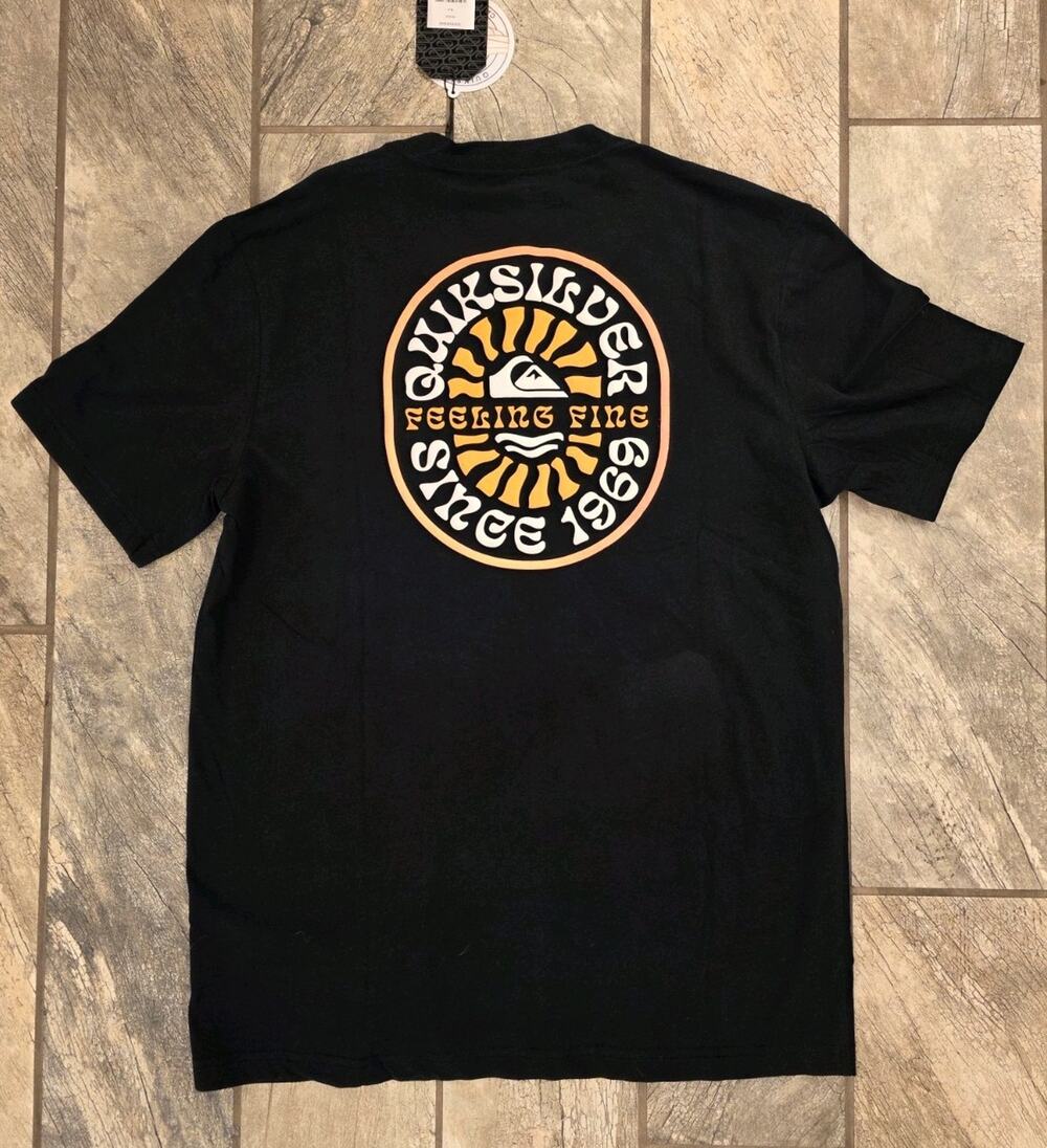 Quiksilver Mens Medium T Shirt Black Surf Since 1969 Graphic Tee New With Tags
